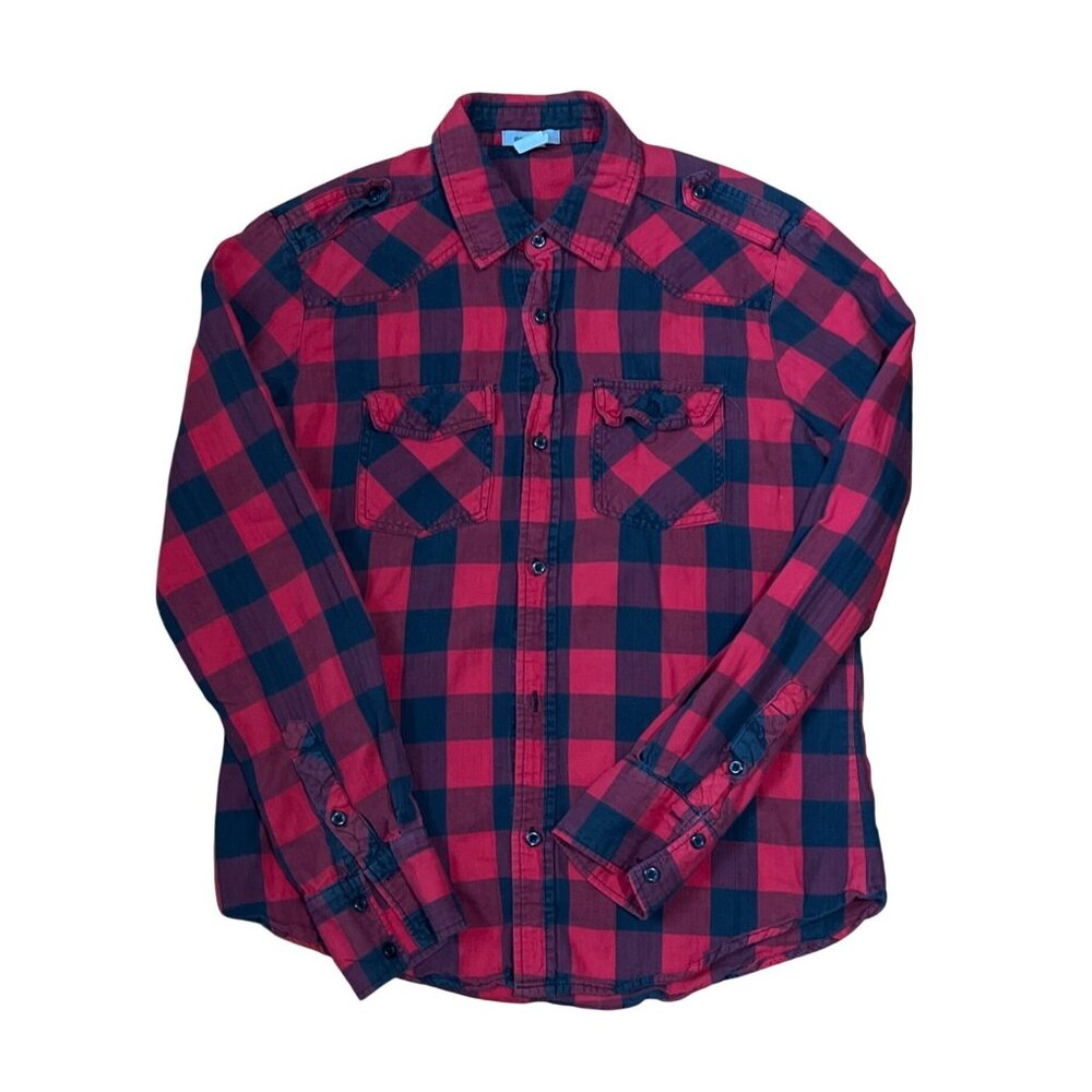 Red & Black Plaid Button-Down Shirt By Pop Icon